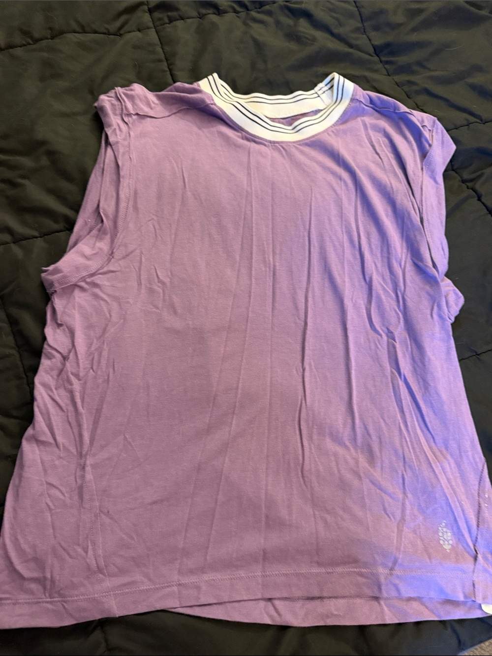 Free People Women's Lavender Muscle Tank with Striped Neckline